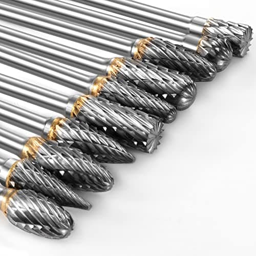 Image of FOTYBEI 10Pcs Tungsten Carbide Rotary Burr Set Compatible with Dremel Rotary Tool Accessories, Die Grinder Bits with 1/8" Shank for DIY Woodworking, Carving, Metal Polishing, Engraving, Drilling