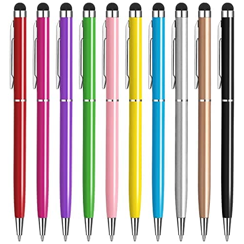 Image of Stylus Pens for Touch Screens, Tablet Pen with Black Ink Ballpoint Pen 2 in 1, Compatible with iPad Pro Air mini iPhone Android Samsung Galaxy, 10 Colours