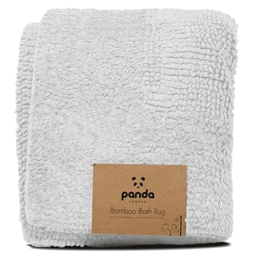 Image of Panda Bamboo Bath Rug 50 x 80 cm - Ultra-Absorbent, Non-Slip and Machine Washable, Spa-Like Experience, Pure White