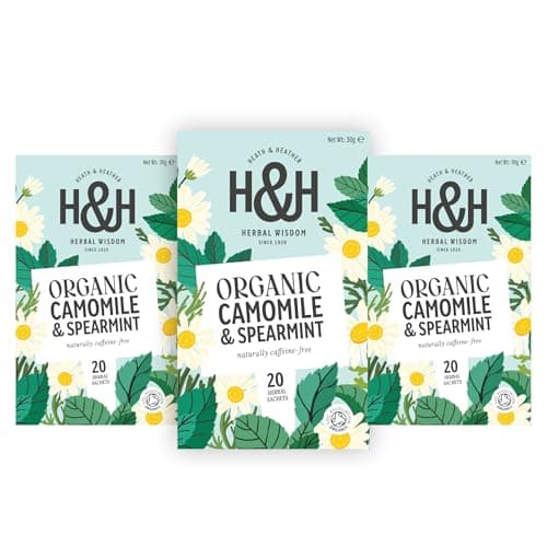 Image of Heath & Heather Organic Chamomile & Spearmint Tea – 3‑Pack Gift Box | Natural Caffeine‑Free Herbal Tea Bags | Refreshing Mint & Floral Chamomile Infusion