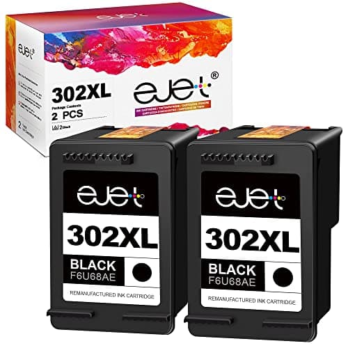 Image of ejet 302XL Black Ink Cartridges High Yield Remanufactured for HP 302 XL for OfficeJet 3830 3831 3835 4650 Envy 4520 4524 4527 Deskjet 2130 2134 3630 3632 3634 Printer (2 Black)