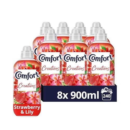 Image of Comfort Creations Strawberry & Lily Fabric Conditioner with Stay Fresh technology for 100 days of freshness + fragrance* 8x 900 ml (240 washes)