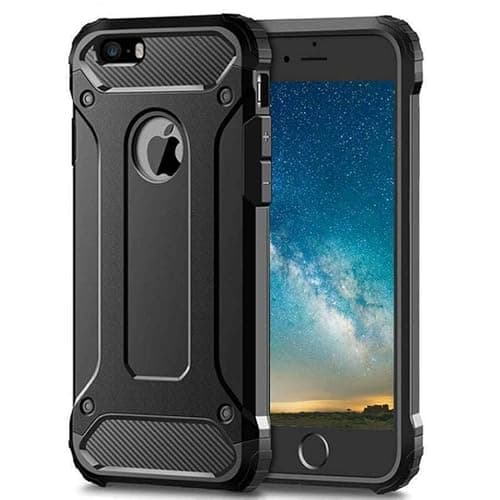 Image of TECHGEAR iPhone SE, 5s, 5 Case - TOUGH ARMOURED Dual-Layer Slim Tough Protective Case with Cut-Out for Logo Compatible with Apple iPhone SE, iPhone 5s, iPhone 5 (BLACK)