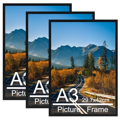 Image of Vasemouh A3 Picture Frame Pack of 3, Black A3 Picture Frame, Wall Hanging for 42cm x 30cm Prints, Artwork, Certificate,Poster