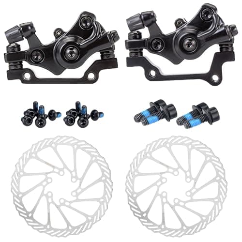 Image of Bicycle Disc Mechanical Brake Calipers with 6-Hole Disc 160 mm Brake Rotors Universal Front Rear Disc Brake Aluminum Alloy Bike Mechanical Disc Brake Front Rear Rotor Brake Caliper F160 R140 F180 R160