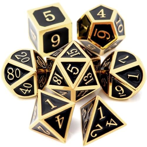 Image of Haxtec Metal Dice Set D&D Polyhedral DND Dice for Dungeons and Dragons RPG Table Games-DND Dice Gold Black