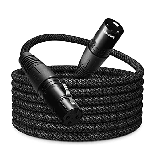 Image of SONICAKE XLR Microphone Cable 3m/10ft Male to Female 3 Pin Nylon Braided for Studio Recording, Mic Mixer and Live Production, Black