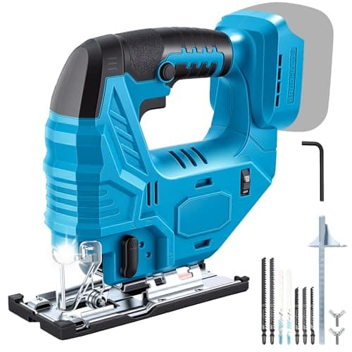 Image of Brushless Cordless Jigsaw 800W 3200SPM Compatible with Makita 18V Battery, 4 Orbital Settings, 5 Variable Speed, ±45° Bevel Cutting, 7 Blades, for Wood Metal Plastic (Battery & Charger not Included)