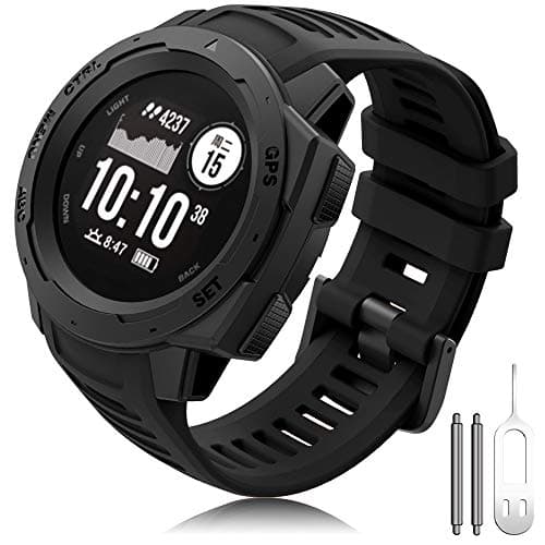 Image of Compatible Garmin Instinct Strap, Silicone Band 22mm Bracelet Replacement Watch Strap for Garmin Instinct Sports GPS Smart Watch with Adapter Tools