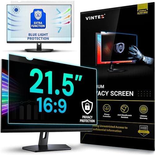 Image of VINTEZ 21.5 Inch 16:9 Privacy Screen for Computer Monitor and Laptop - Anti Glare Protector Film Blue Light Filter Eye Protection - Computer Screen Privacy Shield, [1 Pack]