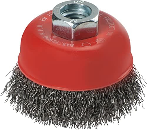Image of KWB Angle Grinder Cup Brush Ø 60 MM | M14 Thread Mount | Wavy HSS Steel Wire | for Metal and Stone | for Cleaning, DEBURRING, SCUFFING, and Rust Removal