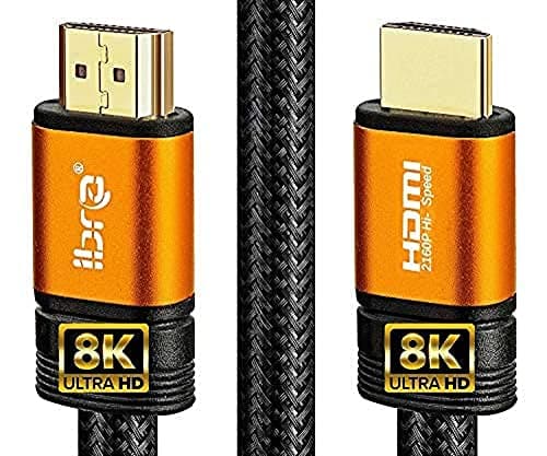 Image of IBRA 2.1 Orange HDMI Cable - 8K Ultra High-Speed 48Gbps, Supports 8K@60Hz, 4K@120Hz, Compatible with Fire TV, 3D Support, Ethernet Function - 5M