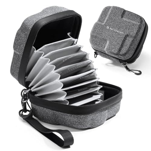 Image of K&F CONCEPT 10 in 1 Lens Filter Case, Hard Shell Camera Filter Pouch Up to 95mm with Hand Strap Camera Lens Filter Storage Wallet for ND UV CPL Filter Pouch (10-Pockets Up to 82mm)