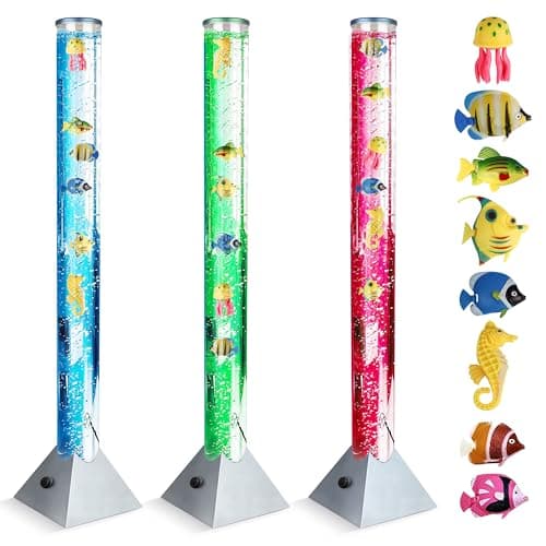 Image of 100cm Colour Changing Sensory Bubble Lamp with Plastic Fish