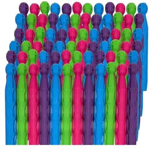 Image of 72pk Plastic Dolly Pegs For Washing Line | Strong Heavy Duty Laundry Pegs Clips Clothes | Extra Strong Grip, Weather-Resistant, Ideal for Drying Outdoors or Indoors (Plastic Dolly Peg, 72 Pack)