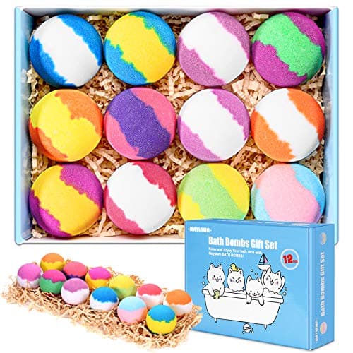 Image of Bath Bombs Gift Set, 12pcs Handmade Fizzy Bubble Bath Bombs, Vegan & Cruelty Free, Perfect for Bubble and Spa Bath, Birthday Mothers Day Gifts Idea for Her/Him, Wife, Girlfriend