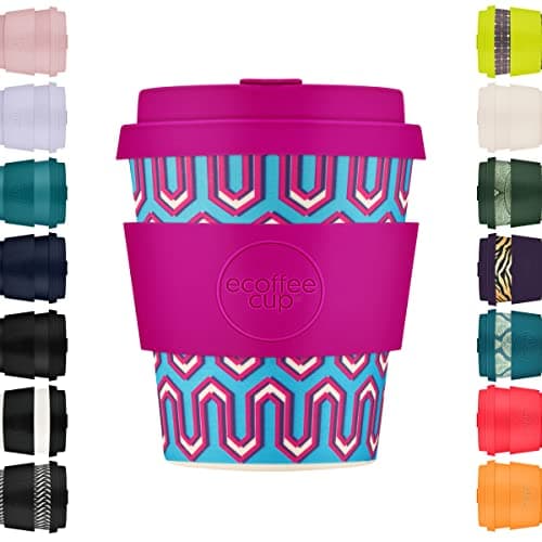 Image of Ecoffee Cup 8oz 240ml Reusable Eco-Friendly 100% Plant Based Coffee Cup with Silicone Lid & Sleeve - Melamine Free & Biodegradable Dishwasher/Microwave Safe Travel Mug, Messages from The Unseen World