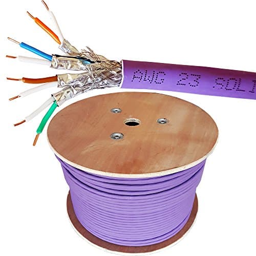 Image of Loops Low Smoke CAT6A Network Cable – 23 AWG – S/FTP & U/FTP – Shielded/Screened – Solid Pure Copper Core – Purple Ethernet LSZH LZHF Network LAN Wire Reel (S/FTP, 305m (1000 ft) CAT6A Cable)