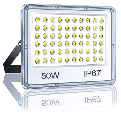 Image of YIQIBRO 50W LED Floodlight Outdoor 1 Pack, IP67 Waterproof Outside Security Lights, 5000LM 7000K Cool White LED Floods Light Outdoor Spotlight for Garden, Garage, Warehouse, Workshop, Factory