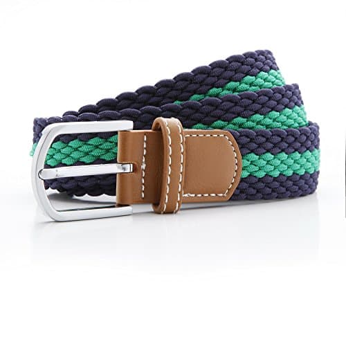 Image of Asquith & Fox Unisex Asquith and Fox Stripe Braid Stretch Belt Belt, Multicolour (Navy/Kelly 000), 38 (Manufacturer Size:One Size)