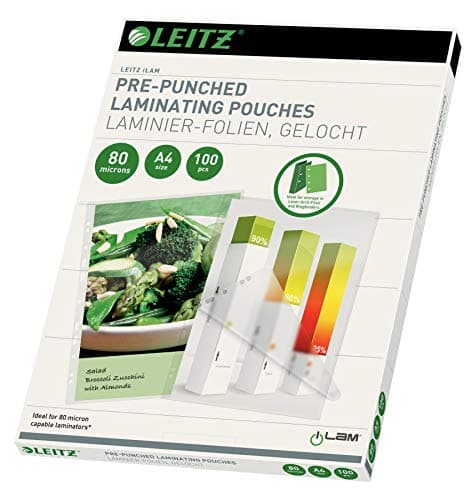 Image of Leitz iLAM 80 Microns A4 Pre-Punched Laminating Pouches (Pack of 100)