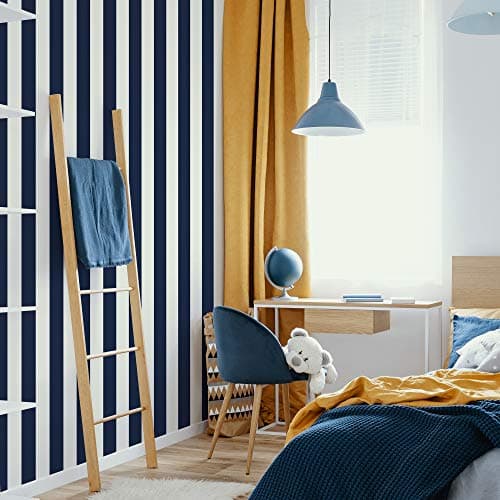 Image of Superfresco Easy Navy Vintage Striped Wallpaper