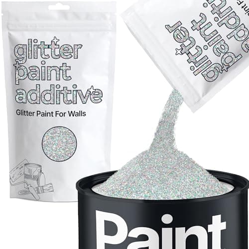 Image of Hemway Silver Holographic Glitter Paint Additive 100g for Adding Sparkle to Paints & Varnish | Paint Walls Sparkly Add to Emulsion, Acrylic or Lacquer Indoor