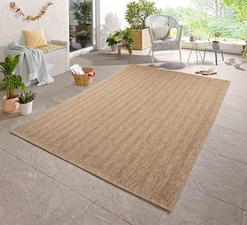 Image of Serdim Rugs Harper Kilim Braided Herringbone Design Outdoor Rugs, Jute, Rectangle 120 x 170cm