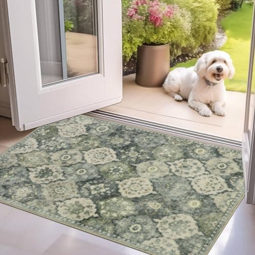 Image of Cekene Door Mats Indoor Outdoor 50x80cm Washable Non-slip Doormat Inside Welcome Entrance Mats Resist Dirt Absorbent Low Pile Entrance Rug for Entryway Front Back Door Grey