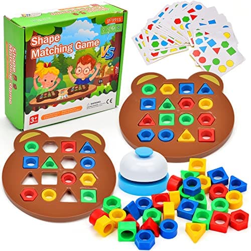 Image of xinrongda Shape Matching Game Color Sensory Educational Toy, Shape Matching Game Color Sensory training, Learning Board Game, Montessori Toys Board Game for Kids Boys Girls