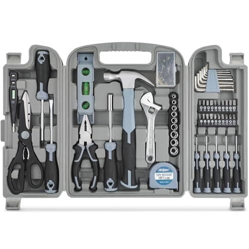 Image of Hi-Spec 54 Piece Household DIY Tool Kit Set. Blue Hand Tools for Home Repair in a Carry Case.
