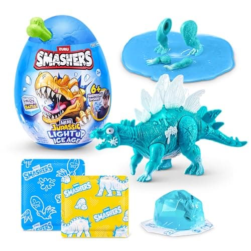 Image of Smashers Mini Jurassic Light Up Ice Age Egg (Spinosaurus) by ZURU – Smashable Dinosaur Toy with 6+ Surprises, Slime & Ice Cube Slime, Light-Up Dino for Kids Ages 3+