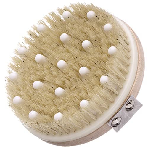 Image of Hydrea London Body Brush - Combination Detox Wet & Dry Cellulite Massager with Natural Bristle & Flexible Rubber Nodules - Lymphatic Drainage Exfoliator & Shower Body Scrubber for Smoother Complexion