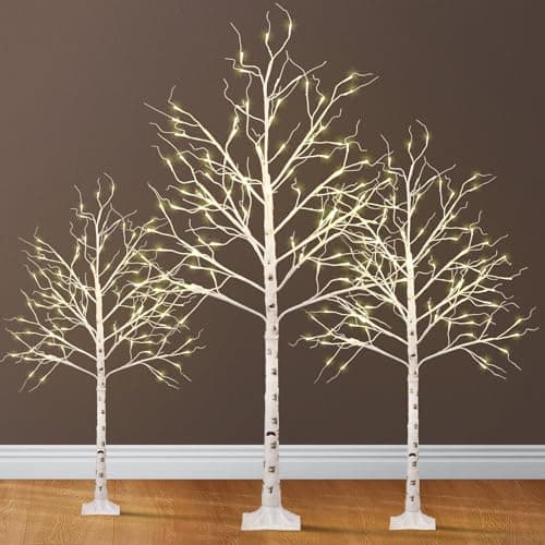 Image of Bonnlo 3-Piece Set of Light Up Twig Tree Featuring 4/5/6ft, Ideal for Home Decor, Warm White Lights