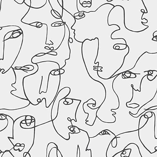 Image of Holden Decor Abstract Faces Black White Wallpaper 12993 - Modern Line Art