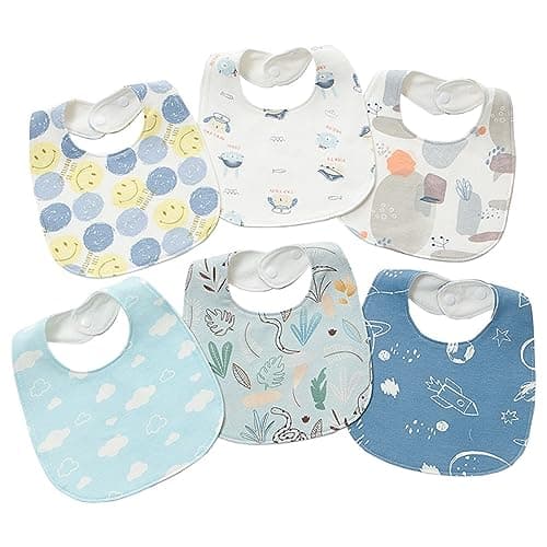 Image of Oaygat 6-Pack Baby Bandana Dribble Bibs Cotton Teething Bibs Infant Feeding Bibs Soft and Absorbent Bids with Adjustable Snaps Waterproof Drool Bibs for 0-36 Months Unisex Girls Boys Newborn Toddlers