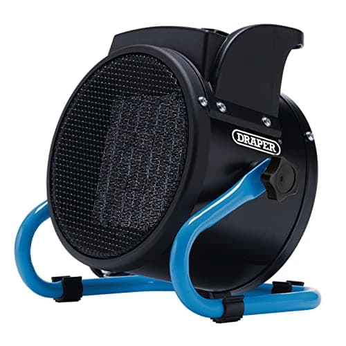 Image of Draper 04565 PTC Fan Heater, 2kW, 2 Heat Settings, Blue and Black, Heater for Home and Office