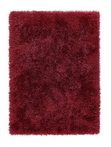 Image of e-Rugs Contemporary Extravagance Plain Soft Deep Pile Fluffy Shaggy Rug, Wine - 120 x 170cm