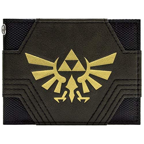 Image of Nintendo Legend of Zelda Textured Golden Triforce Wallet Bi-Fold ID & Card Holder, Black