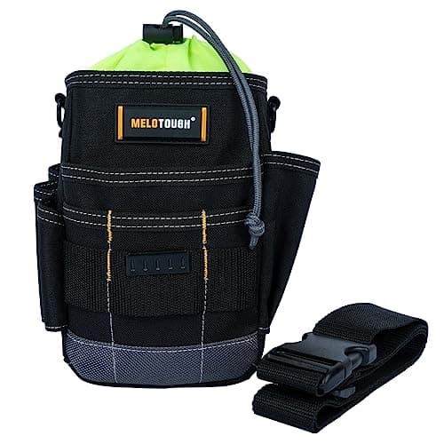 Image of MELOTOUGH Tool Belt Pouches Electrician Tool Pouch with Belt Clip, Utility Top Drawstring Organizer Tool Pouch Bag for HVAC, Carpenter, Plumber