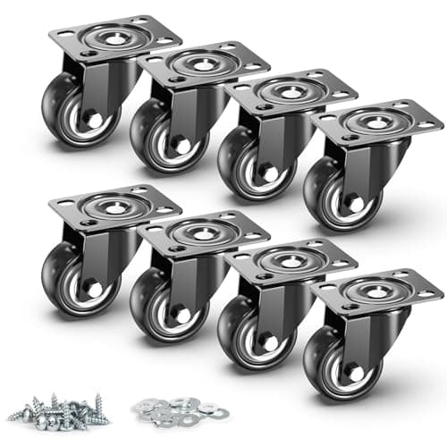 Image of HOLKIE 50mm Furniture Castor Wheels without Brake - Total Capacity 500kg - Smooth & Quiet Wheels - Heavy Duty Castors for Furniture (Set of 8)