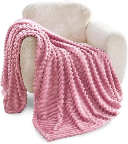 Image of GC GAVENO CAVAILIA Fleece Throw Blanket | Soft Fluffy Throws For Sofas, Bed, Settee, Couch | Extra Warm Large Blanket Throw | Easycare, Anti Allergic | Double 150x200 Cm | Blush Pink