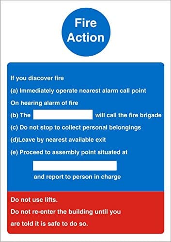 Image of Seco Fire Action Sign, 150mm x 200mm - Self Adhesive Vinyl