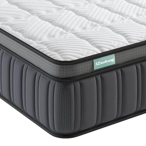Image of SZsuilong 6ft Super King Mattress, Memory Foam Pocket Sprung Hybrid Mattress, Orthopedic Mattresses Super King, Stress Relief, Zoned Support, Breathable Fabric, Medium Firm, 180×200x27cm