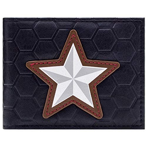 Image of Captain America Star and Shield Endgame Suit Style Wallet Bi-Fold ID & Card Holder, Blue