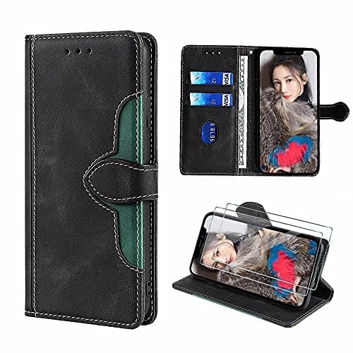 Image of FMPCUON for Nokia 8.1 Case,Nokia 8.1 Leather Wallet Cover,Flip Folio Protective Phone Case with Wallet Card Holder + Tempered glass *2,Brown