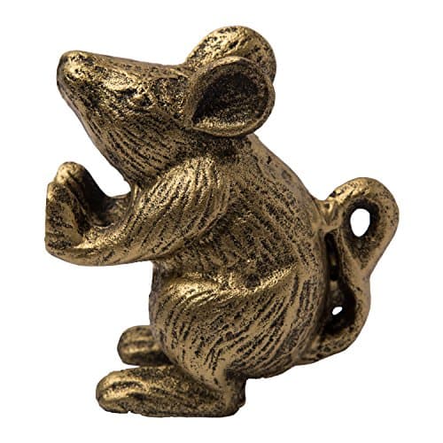 Image of Cast Iron Mouse Door Stop - Decorative Rustic Door Stop - Stop Your Bedroom, Bath and exeterior Doors in Style - Vintage Gold Color
