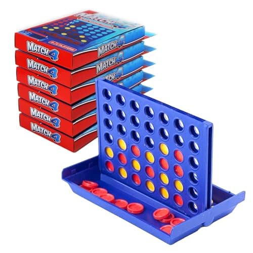 Image of Travel Sized Classic 4 in a Row Game,Mini Size Board Game for Kids, Match Four in a Line, Ideal Travelling Companion for Family Fun, Kids and Adults Will Love This Pocket Sized Game (6 Pack)
