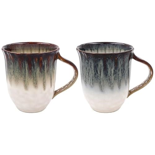 Image of Lesser & Pavey Reactive Glaze Mugs Set of 2 | Ceramic Coffee Mugs Set for Home or Work | Designed By Elements | Lovely Mugs for Tea, Coffee & Hot Drinks