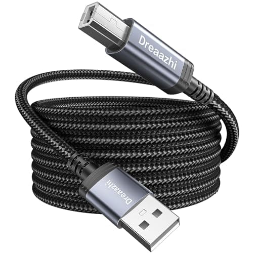 Image of Extra Long USB 2.0 Printer Cable 5M, USB Type A Male to B Male Scanner Cord High Speed Compatible with HP, Canon, Dell, Epson, Lexmark, Audio Interface, Midi Keyboard and More